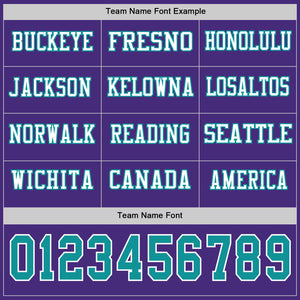 Custom Purple Teal-White Long Sleeve Authentic Football Jersey