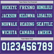 Load image into Gallery viewer, Custom Purple White-Teal Long Sleeve Authentic Football Jersey
