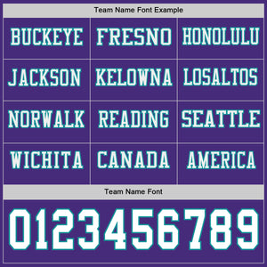 Custom Purple White-Teal Long Sleeve Authentic Football Jersey