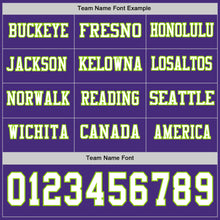 Load image into Gallery viewer, Custom Purple White-Neon Green Long Sleeve Authentic Football Jersey

