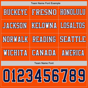 Custom Orange Navy-White Long Sleeve Authentic Football Jersey