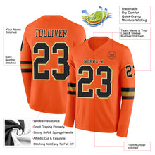 Load image into Gallery viewer, Custom Orange Black Cream-Old Gold Long Sleeve Authentic Football Jersey
