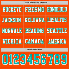 Load image into Gallery viewer, Custom Orange Aqua-White Long Sleeve Authentic Football Jersey
