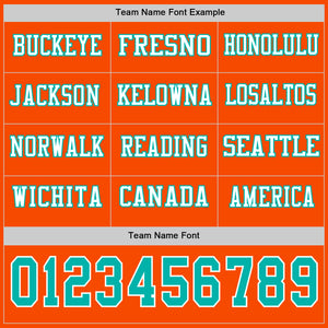 Custom Orange Aqua-White Long Sleeve Authentic Football Jersey