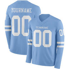 Laden Sie das Bild in den Galerie-Viewer, Custom Light Blue White Long Sleeve Authentic Football Jersey
