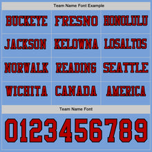 Load image into Gallery viewer, Custom Light Blue Red-Black Long Sleeve Authentic Football Jersey
