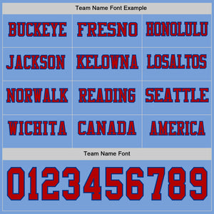 Custom Light Blue Red-Royal Long Sleeve Authentic Football Jersey