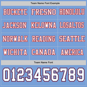 Custom Light Blue White Royal-Red Long Sleeve Authentic Football Jersey