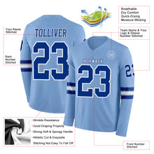 Load image into Gallery viewer, Custom Light Blue Royal-White Long Sleeve Authentic Football Jersey
