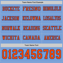 Load image into Gallery viewer, Custom Light Blue Orange-Royal Long Sleeve Authentic Football Jersey
