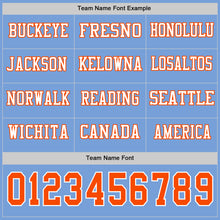 Load image into Gallery viewer, Custom Light Blue Orange-White Long Sleeve Authentic Football Jersey
