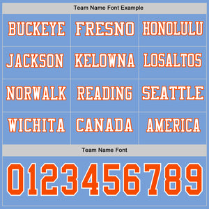 Custom Light Blue Orange-White Long Sleeve Authentic Football Jersey