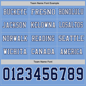 Custom Light Blue Navy-White Long Sleeve Authentic Football Jersey