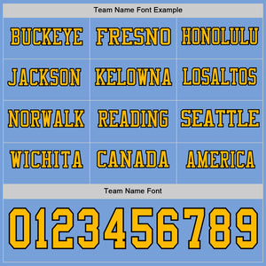 Custom Light Blue Gold-Black Long Sleeve Authentic Football Jersey