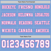 Load image into Gallery viewer, Custom Light Blue White-Pink Long Sleeve Authentic Football Jersey

