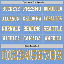 Load image into Gallery viewer, Custom Light Blue Old Gold-White Long Sleeve Authentic Football Jersey
