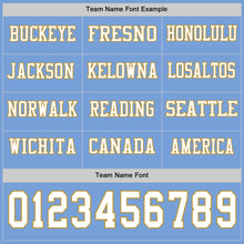 Load image into Gallery viewer, Custom Light Blue White-Old Gold Long Sleeve Authentic Football Jersey
