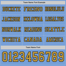 Load image into Gallery viewer, Custom Light Blue Old Gold-Black Long Sleeve Authentic Football Jersey
