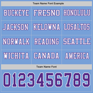 Custom Light Blue Purple-White Long Sleeve Authentic Football Jersey