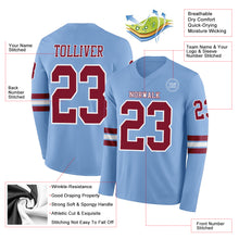 Load image into Gallery viewer, Custom Light Blue Crimson-White Long Sleeve Authentic Football Jersey
