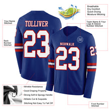 Laden Sie das Bild in den Galerie-Viewer, Custom Royal White-Red Long Sleeve Authentic Football Jersey
