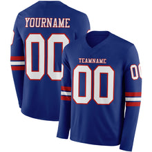 Laden Sie das Bild in den Galerie-Viewer, Custom Royal White-Red Long Sleeve Authentic Football Jersey
