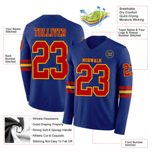Laden Sie das Bild in den Galerie-Viewer, Custom Royal Red-Gold Long Sleeve Authentic Football Jersey

