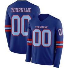 Laden Sie das Bild in den Galerie-Viewer, Custom Royal Light Blue-Red Long Sleeve Authentic Football Jersey
