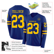 Laden Sie das Bild in den Galerie-Viewer, Custom Royal Yellow Long Sleeve Authentic Football Jersey
