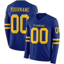 Laden Sie das Bild in den Galerie-Viewer, Custom Royal Yellow Long Sleeve Authentic Football Jersey
