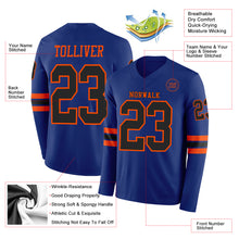 Laden Sie das Bild in den Galerie-Viewer, Custom Royal Black-Orange Long Sleeve Authentic Football Jersey
