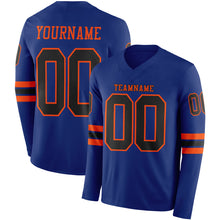 Laden Sie das Bild in den Galerie-Viewer, Custom Royal Black-Orange Long Sleeve Authentic Football Jersey
