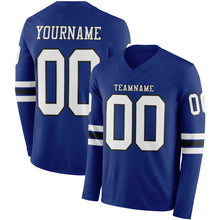 Laden Sie das Bild in den Galerie-Viewer, Custom Royal White-Black Long Sleeve Authentic Football Jersey
