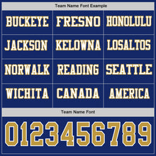Laden Sie das Bild in den Galerie-Viewer, Custom Royal Old Gold-White Long Sleeve Authentic Football Jersey
