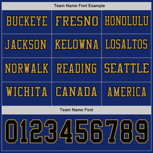Custom Royal Black-Old Gold Long Sleeve Authentic Football Jersey