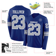 Laden Sie das Bild in den Galerie-Viewer, Custom Royal Gray-White Long Sleeve Authentic Football Jersey
