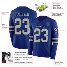 Laden Sie das Bild in den Galerie-Viewer, Custom Royal Gray-Black Long Sleeve Authentic Football Jersey
