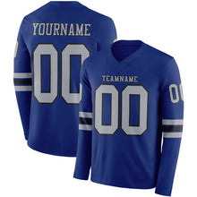 Laden Sie das Bild in den Galerie-Viewer, Custom Royal Gray-Black Long Sleeve Authentic Football Jersey
