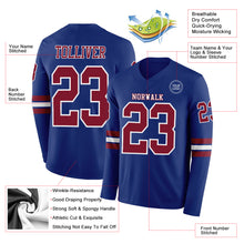 Laden Sie das Bild in den Galerie-Viewer, Custom Royal Crimson-White Long Sleeve Authentic Football Jersey
