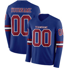 Laden Sie das Bild in den Galerie-Viewer, Custom Royal Crimson-White Long Sleeve Authentic Football Jersey

