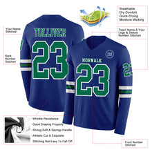 Laden Sie das Bild in den Galerie-Viewer, Custom Royal Kelly Green-White Long Sleeve Authentic Football Jersey
