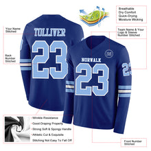 Laden Sie das Bild in den Galerie-Viewer, Custom Royal Light Blue-White Long Sleeve Authentic Football Jersey
