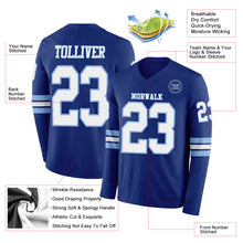 Laden Sie das Bild in den Galerie-Viewer, Custom Royal White-Light Blue Long Sleeve Authentic Football Jersey
