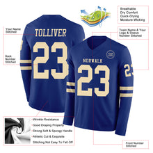 Laden Sie das Bild in den Galerie-Viewer, Custom Royal Cream Long Sleeve Authentic Football Jersey
