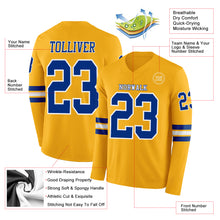 Загрузить изображение в средство просмотра галереи, Custom Gold Royal-White Long Sleeve Authentic Football Jersey
