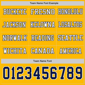 Custom Gold Navy-White Long Sleeve Authentic Football Jersey