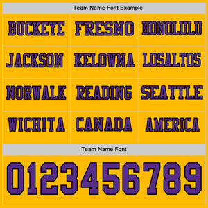 Custom Gold Purple-Black Long Sleeve Authentic Football Jersey