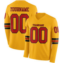Laden Sie das Bild in den Galerie-Viewer, Custom Gold Red-Black Long Sleeve Authentic Football Jersey
