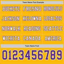 Laden Sie das Bild in den Galerie-Viewer, Custom Gold Purple-White Long Sleeve Authentic Football Jersey

