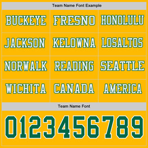 Custom Gold Kelly Green-White Long Sleeve Authentic Football Jersey